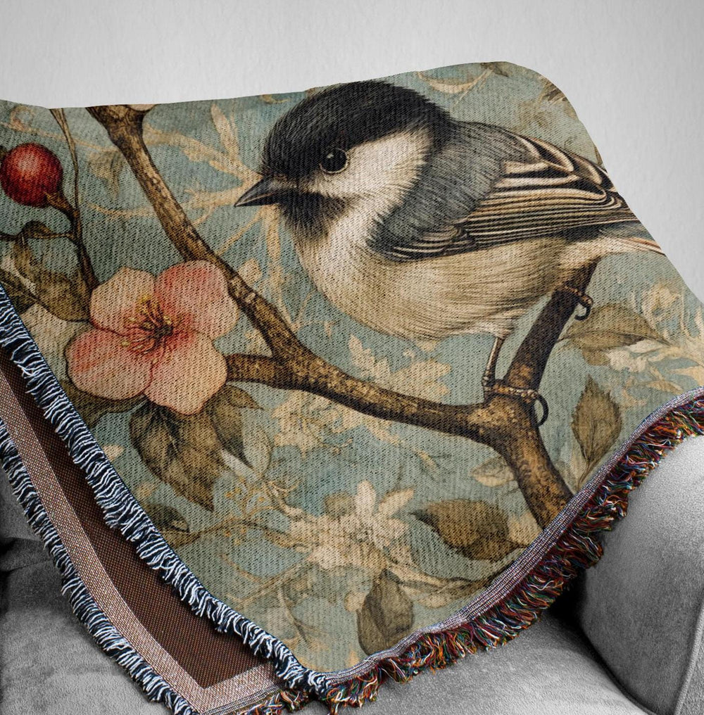Vintage Bird Throw Blanket, William Morris Inspired Woven Blanket, Reading Blanket, Picnic Blanket, Blanket for Movie Night, New Home Gift