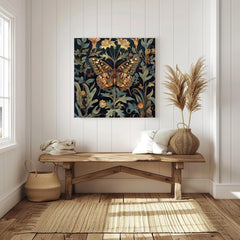 Botanical Butterfly Canvas Art, William Morris Inspired Print, Vintage Nature Home Accent, Vintage Insect Poster, Floral Framed Wall Art