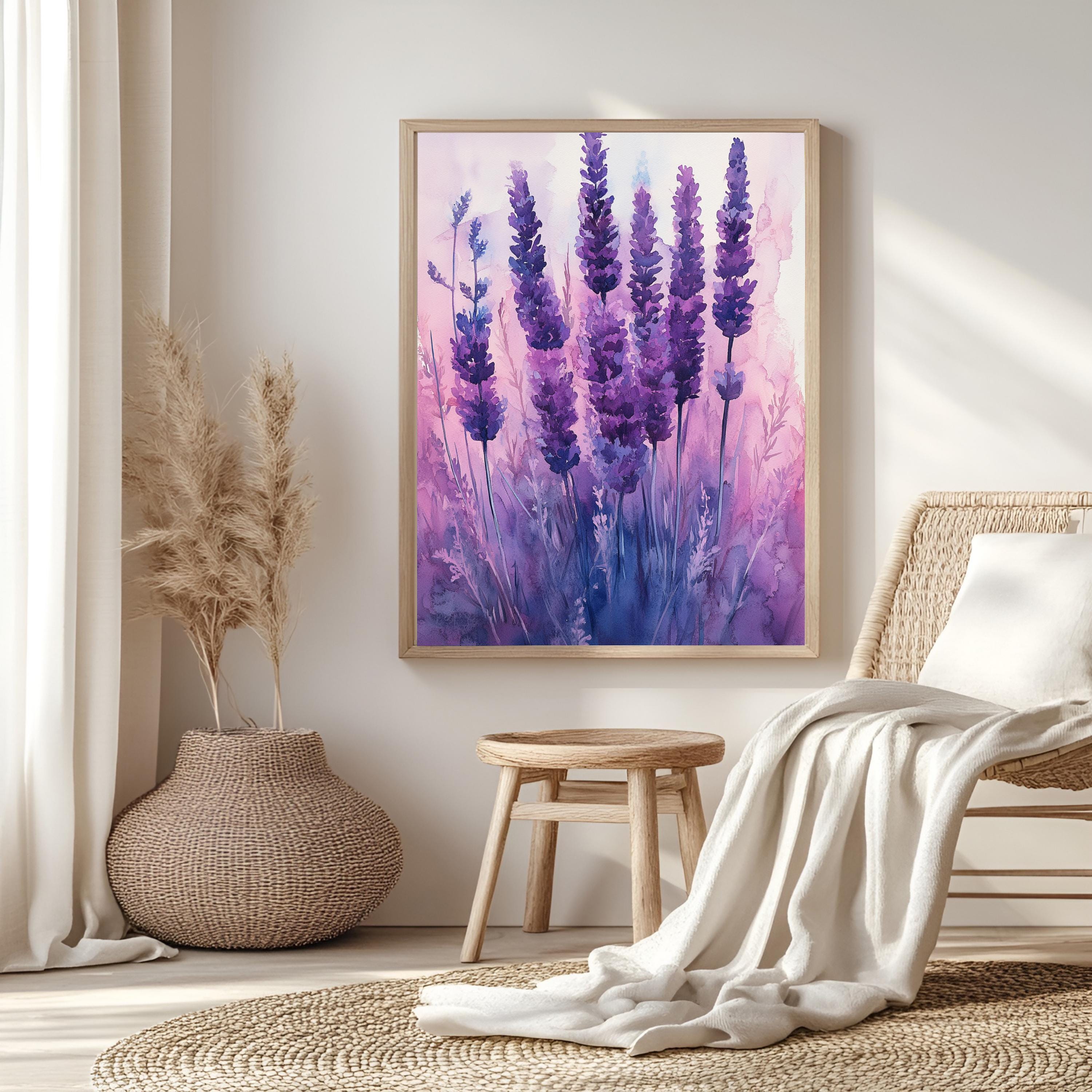 Lavender Dream Framed Canvas, Purple Wildflower Wall Art, Soft Botanical Decor, Romantic Nature Artwork, Elegant Home Accent