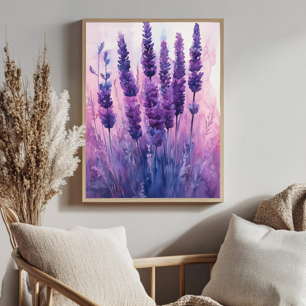 Lavender Dream Framed Canvas, Purple Wildflower Wall Art, Soft Botanical Decor, Romantic Nature Artwork, Elegant Home Accent