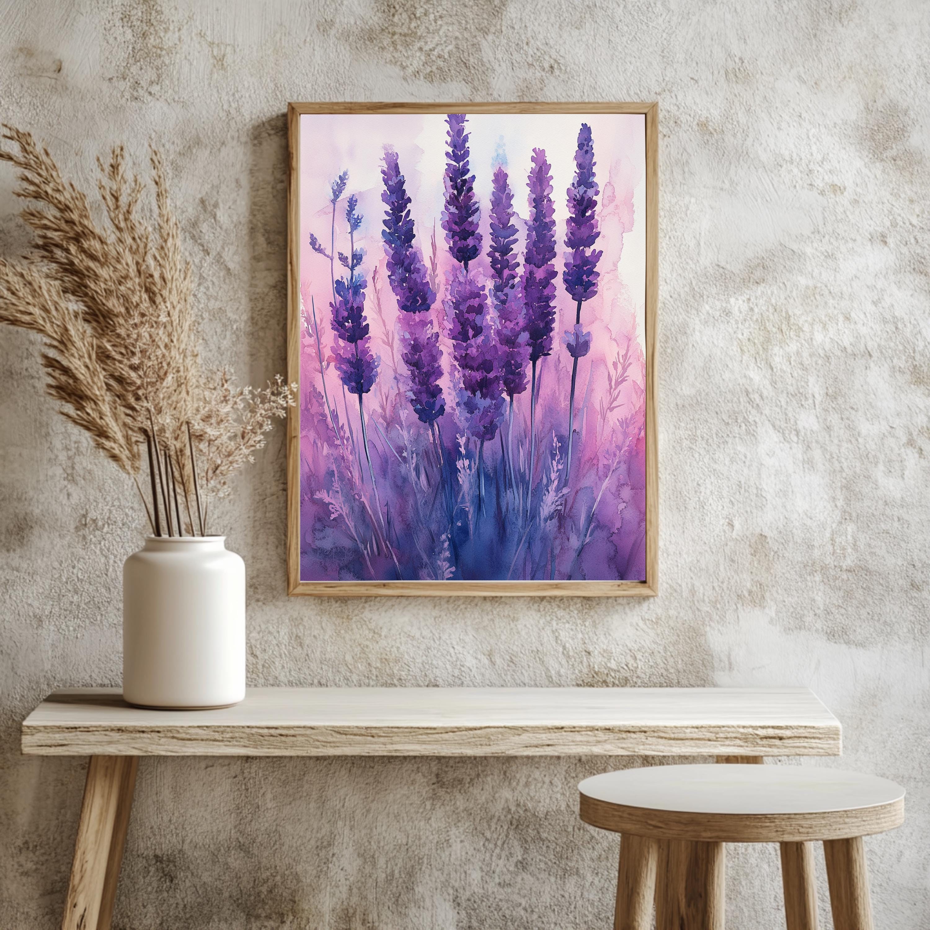 Lavender Dream Framed Canvas, Purple Wildflower Wall Art, Soft Botanical Decor, Romantic Nature Artwork, Elegant Home Accent