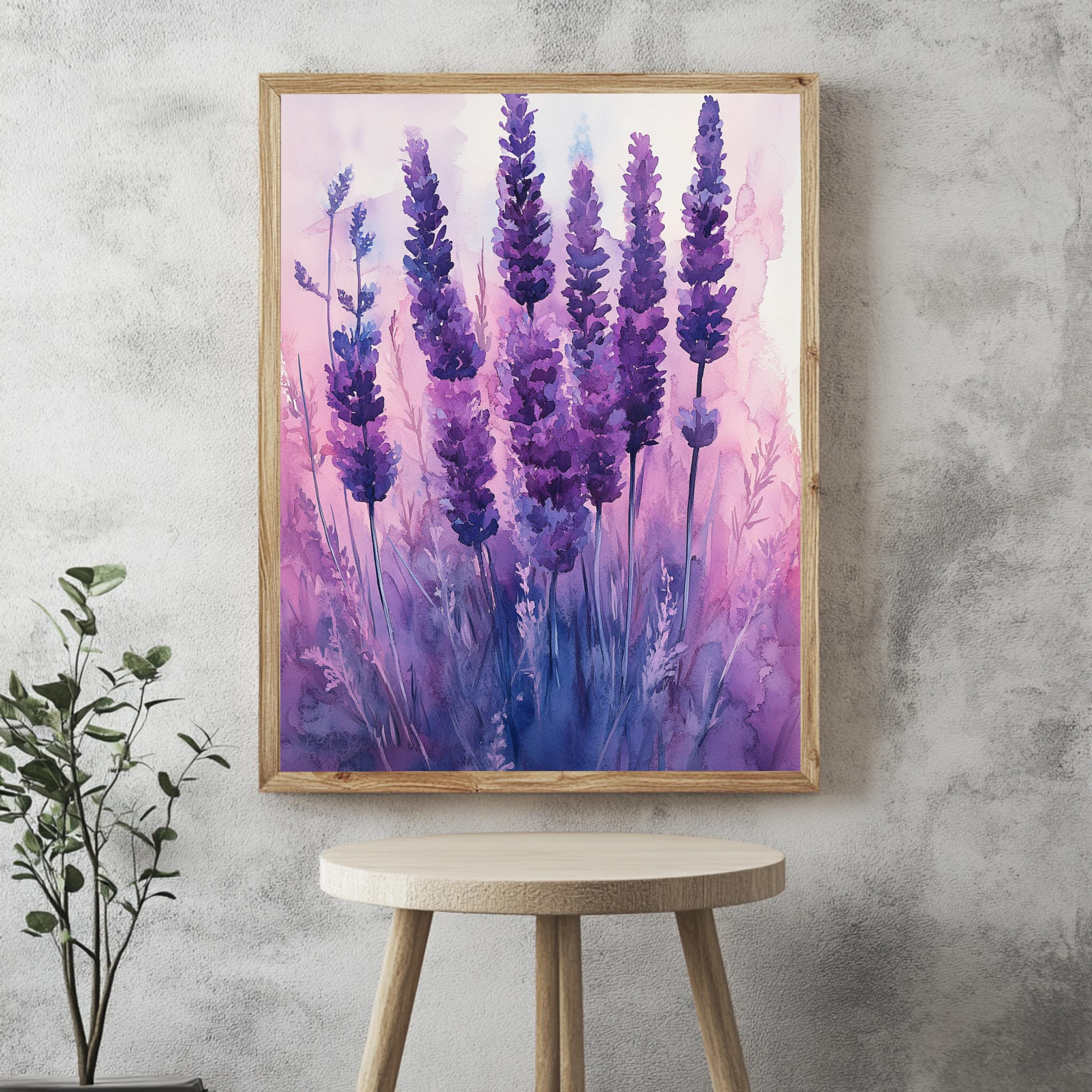 Lavender Dream Framed Canvas, Purple Wildflower Wall Art, Soft Botanical Decor, Romantic Nature Artwork, Elegant Home Accent
