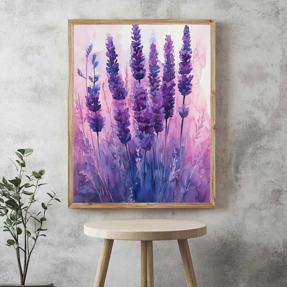 Lavender Dream Framed Canvas, Purple Wildflower Wall Art, Soft Botanical Decor, Romantic Nature Artwork, Elegant Home Accent