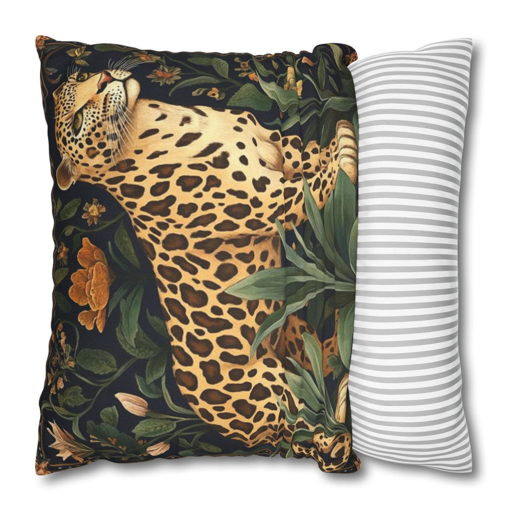 Vintage Leopard Throw Pillow, William Morris Style Pillow Case, Jungle Decor for Couch or Bed, Botanical Art Nouveau Accent Pillow Cover