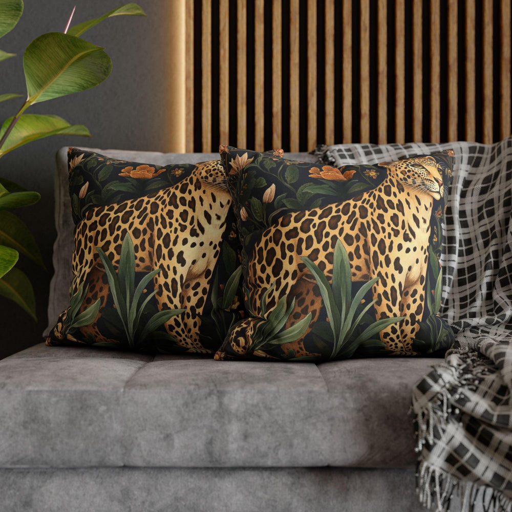 Vintage Leopard Throw Pillow, William Morris Style Pillow Case, Jungle Decor for Couch or Bed, Botanical Art Nouveau Accent Pillow Cover