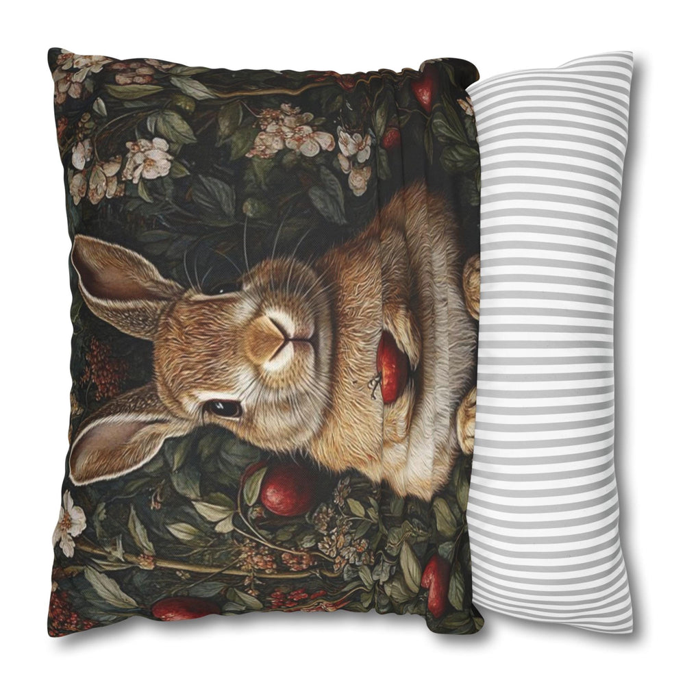 Floral Bunny Throw Pillow, Floral Rabbit Accent Pillow, William Morris Bunny Pillow, Vintage Botanical Throw Pillow for Living Room