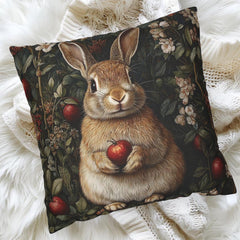 Floral Bunny Throw Pillow, Floral Rabbit Accent Pillow, William Morris Bunny Pillow, Vintage Botanical Throw Pillow for Living Room