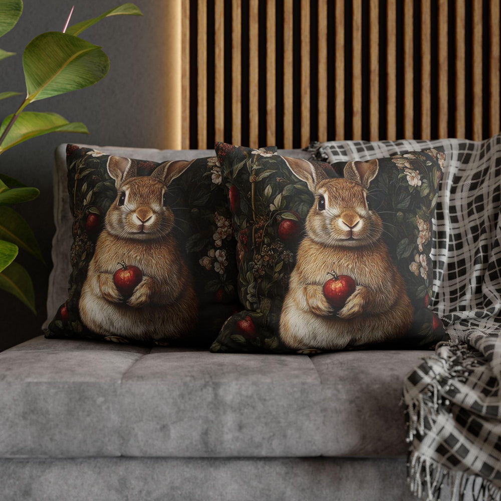 Floral Bunny Throw Pillow, Floral Rabbit Accent Pillow, William Morris Bunny Pillow, Vintage Botanical Throw Pillow for Living Room