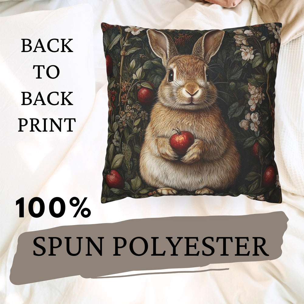 Floral Bunny Throw Pillow, Floral Rabbit Accent Pillow, William Morris Bunny Pillow, Vintage Botanical Throw Pillow for Living Room