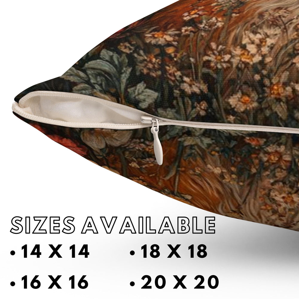 William Morris Fox Pillow, Vintage Animal Pillow Cover, Botanical Throw Pillow for Living Room or Bedroom, Nature-Inspired Accent Pillow