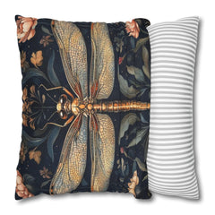 William Morris Dragonfly Pillow, Vintage Insect Accent Pillow, Botanical Throw Pillow, Floral Insect Cushion, Nature-Inspired Pillow Case