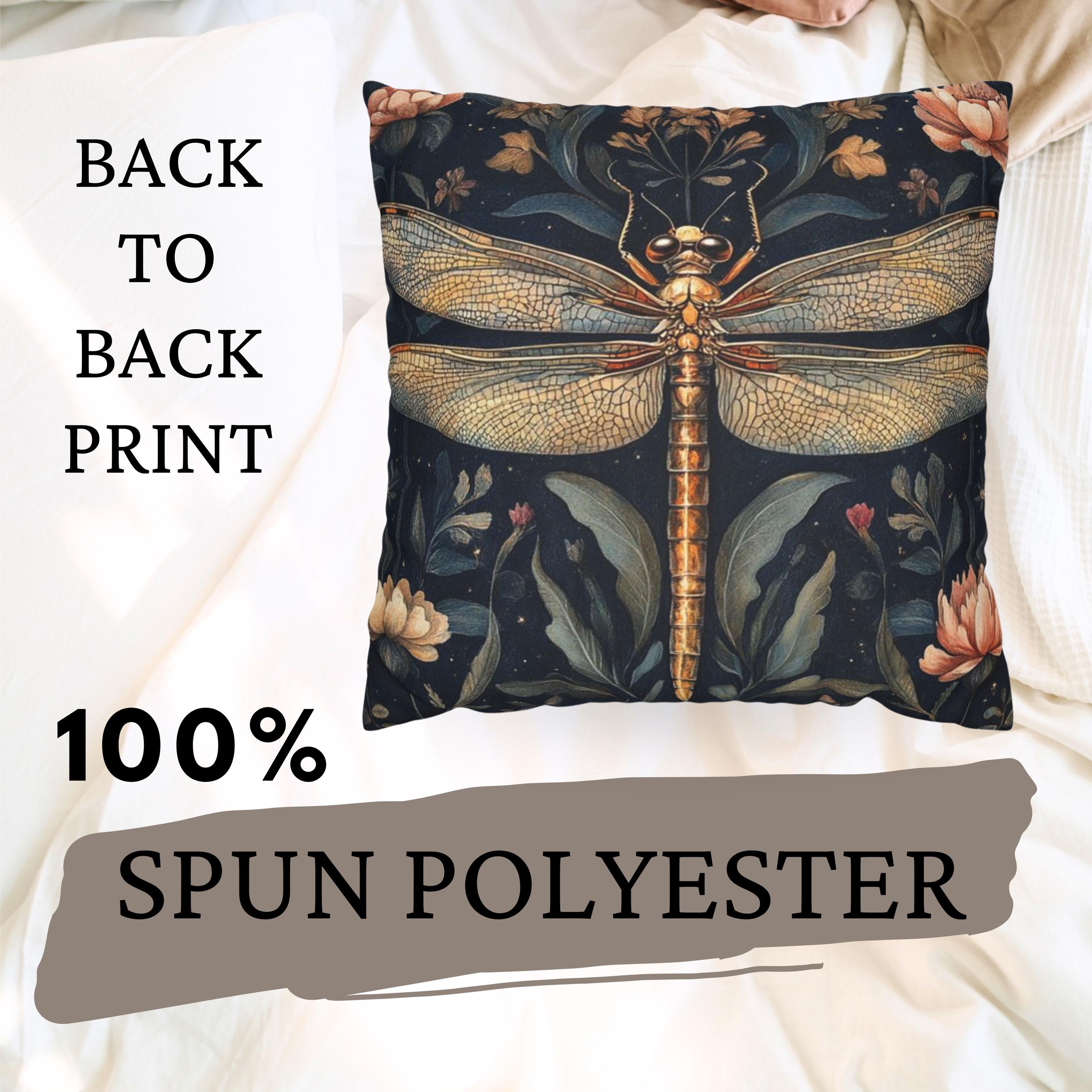 William Morris Dragonfly Pillow, Vintage Insect Accent Pillow, Botanical Throw Pillow, Floral Insect Cushion, Nature-Inspired Pillow Case
