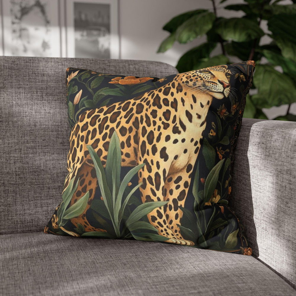 Vintage Leopard Throw Pillow, William Morris Style Pillow Case, Jungle Decor for Couch or Bed, Botanical Art Nouveau Accent Pillow Cover