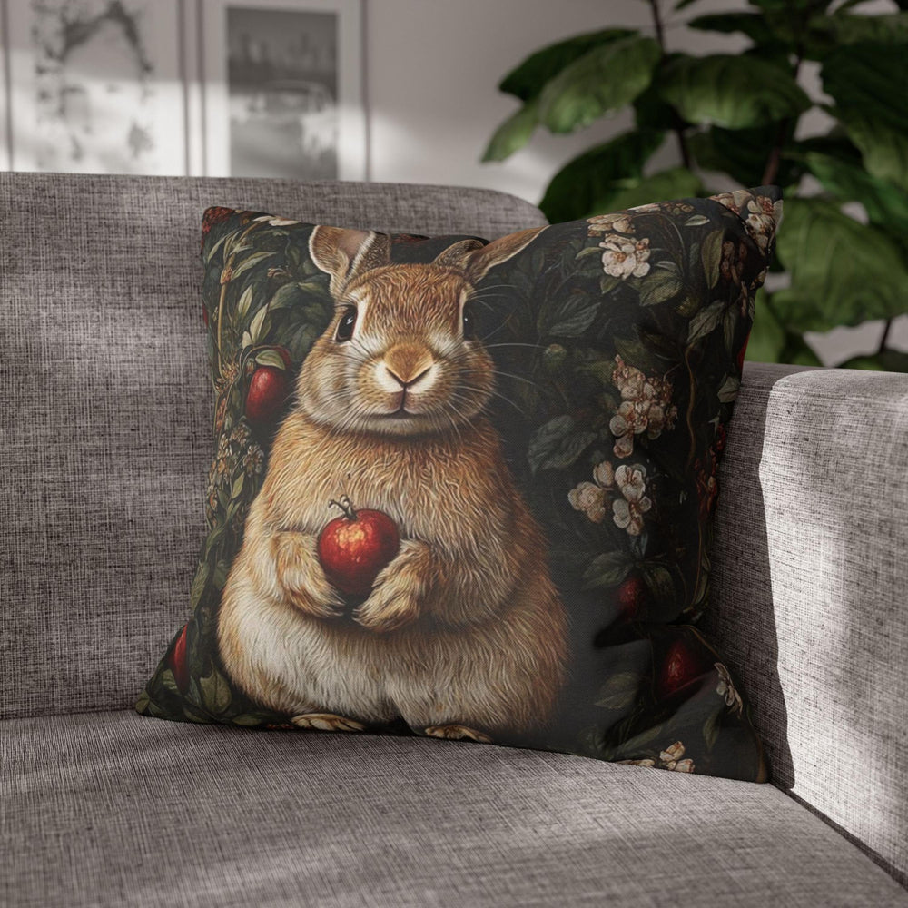 Floral Bunny Throw Pillow, Floral Rabbit Accent Pillow, William Morris Bunny Pillow, Vintage Botanical Throw Pillow for Living Room