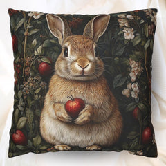 Floral Bunny Throw Pillow, Floral Rabbit Accent Pillow, William Morris Bunny Pillow, Vintage Botanical Throw Pillow for Living Room