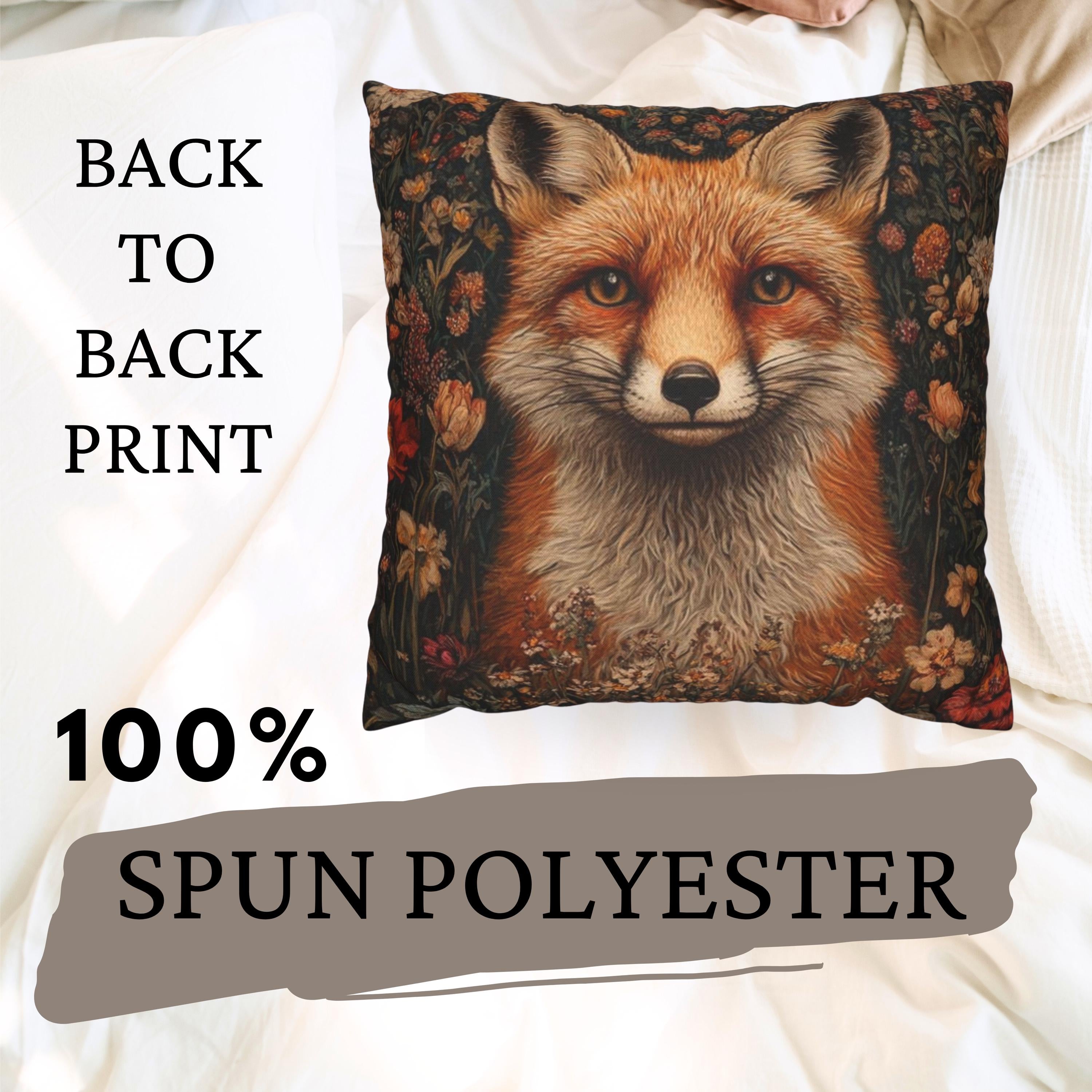 William Morris Fox Pillow, Vintage Animal Pillow Cover, Botanical Throw Pillow for Living Room or Bedroom, Nature-Inspired Accent Pillow