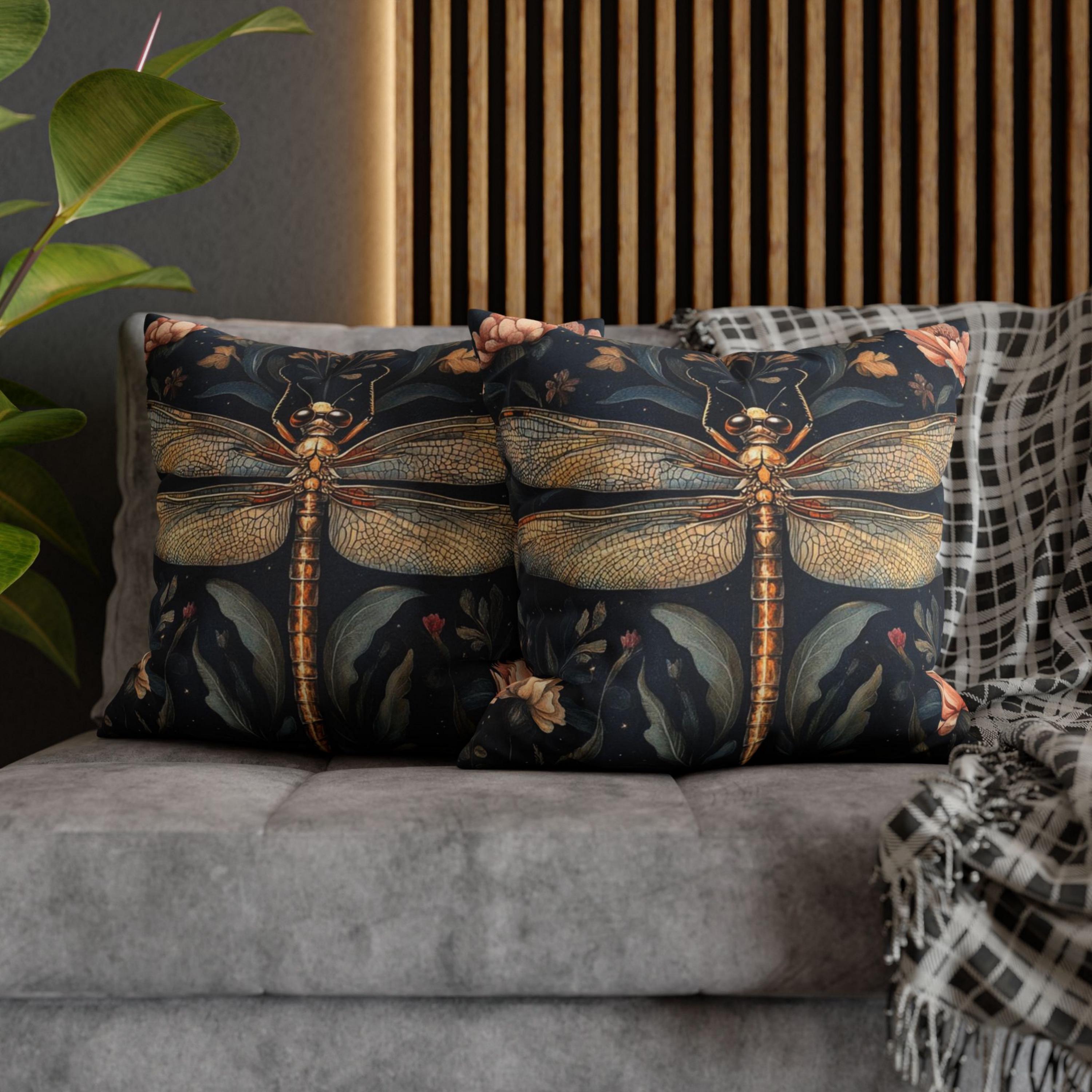 William Morris Dragonfly Pillow, Vintage Insect Accent Pillow, Botanical Throw Pillow, Floral Insect Cushion, Nature-Inspired Pillow Case