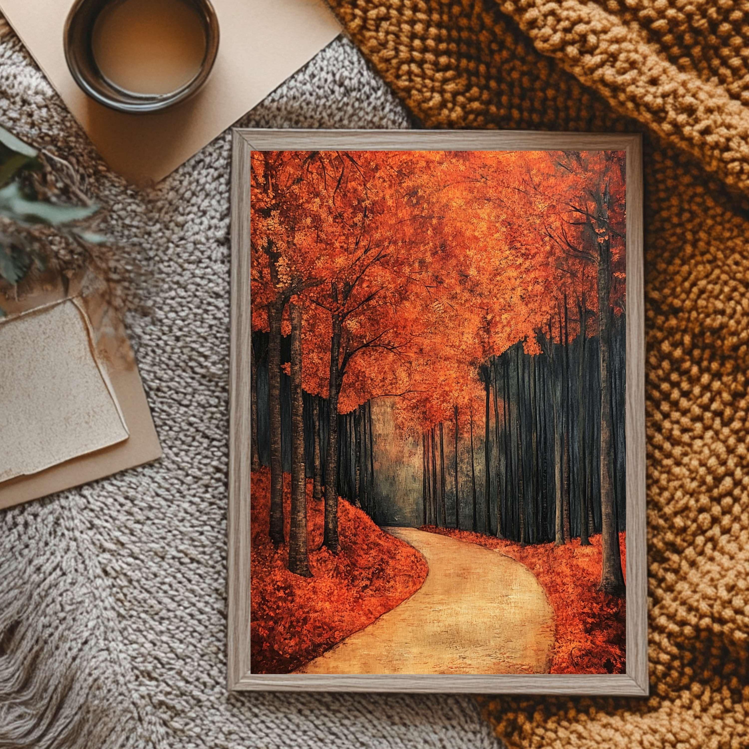 William Morris Style Autumn Forest Wall Art Print, Fall Woodland Decor, Rustic Autumn Home Decor, Nature Inspired Home Gallery