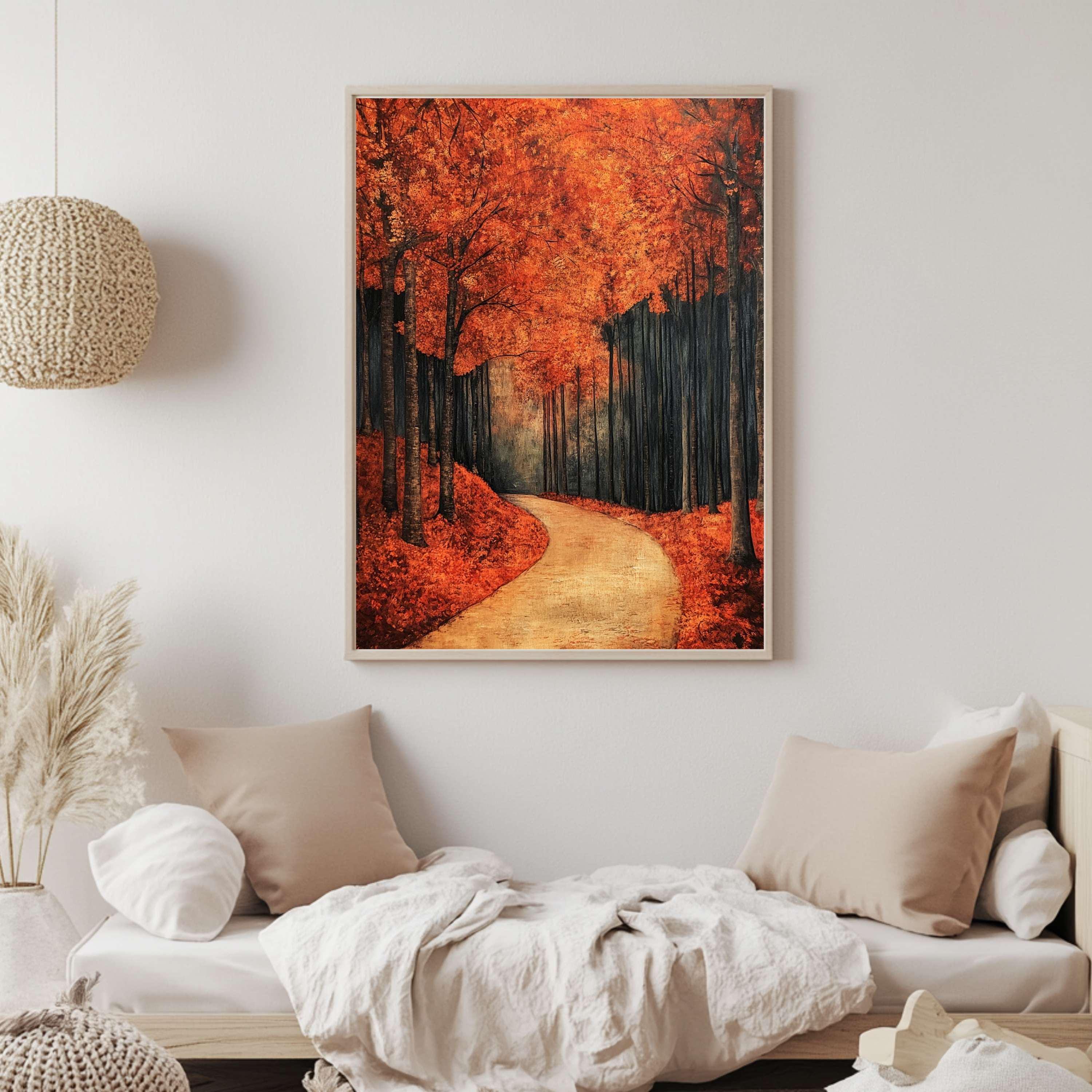 William Morris Style Autumn Forest Wall Art Print, Fall Woodland Decor, Rustic Autumn Home Decor, Nature Inspired Home Gallery