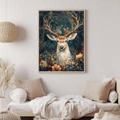 Mystical Deer in the Forest Canvas Wall Art, Framed Wooden Canvas Animal Print, Rustic Woodland Home Decor, Nature Inspired Home Gallery