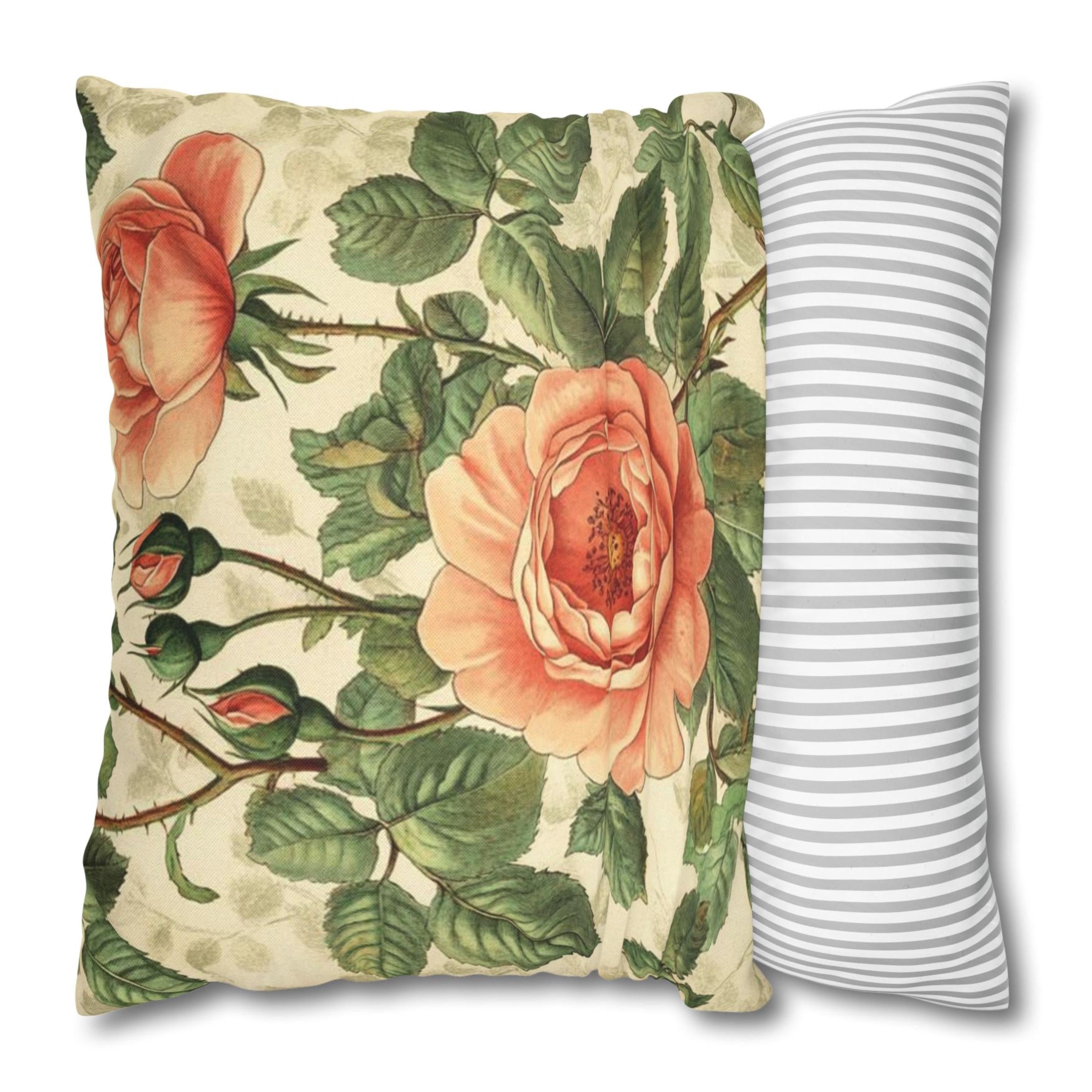 William Morris Rose Pillow, Art Nouveau Floral Pillow Cover for Sofa or Bed, Vintage William Morris Style Cushion, Botanical Throw Pillow
