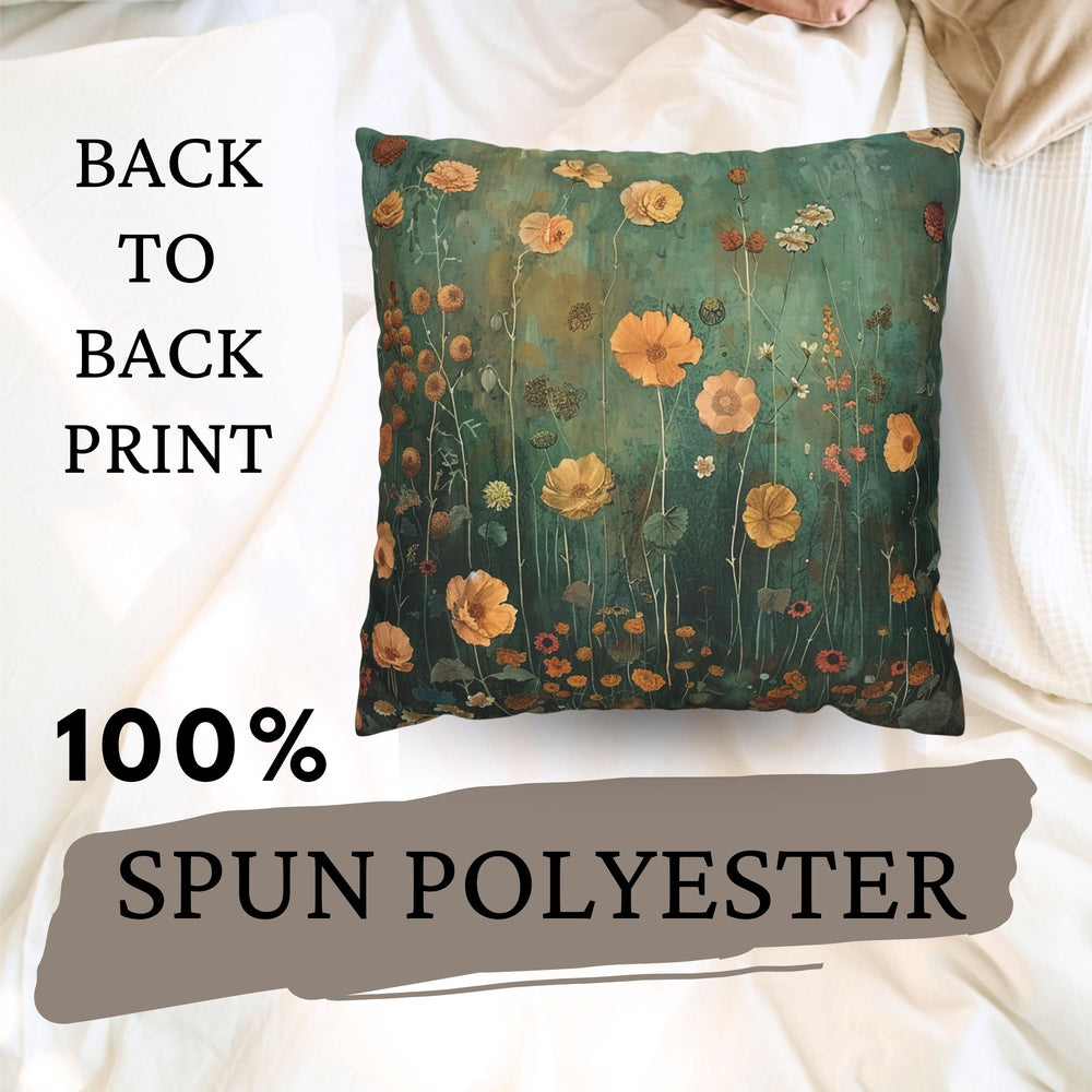 a pillow with a painting of flowers on it