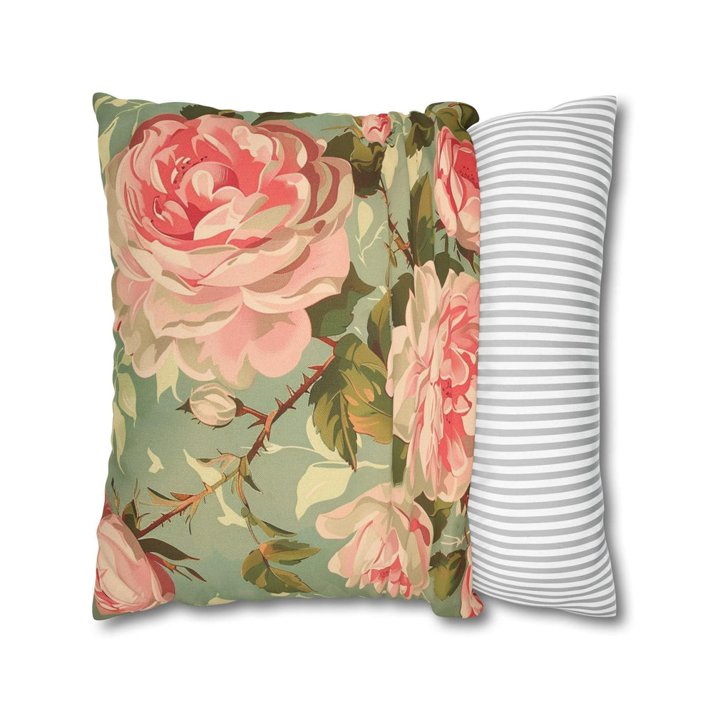 20th Century Vintage Inspired Shabby Chic Pink Dahlia Pillow Decor, Pink Floral Living Room Accessory, Floral Home Decor Pillow