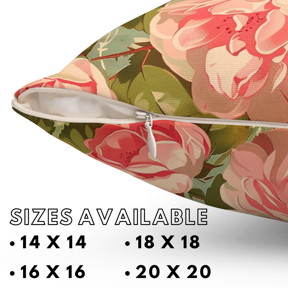 20th Century Vintage Inspired Shabby Chic Pink Dahlia Pillow Decor, Pink Floral Living Room Accessory, Floral Home Decor Pillow