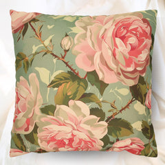 20th Century Vintage Inspired Shabby Chic Pink Dahlia Pillow Decor, Pink Floral Living Room Accessory, Floral Home Decor Pillow