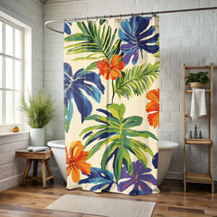 Tropical Pattern Shower Curtain, Tommy Bahama Inspired Design Bathroom Décor, Serene Curtain Print, Dorm Decoration