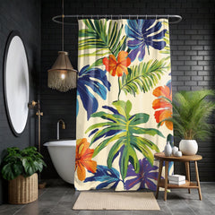 Tropical Pattern Shower Curtain, Tommy Bahama Inspired Design Bathroom Décor, Serene Curtain Print, Dorm Decoration