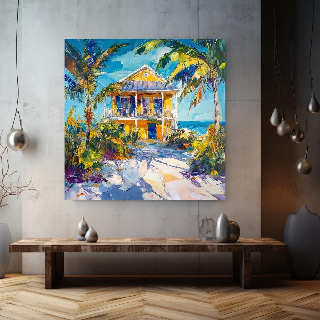 Beach House Wall Canvas, Above Bed Decor, Beach Canvas Wall Art, Botanical Wall Art, Beachy Wall Art Print, Aesthetic Wall Art Decor