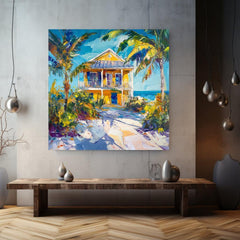 Beach House Wall Canvas, Above Bed Decor, Beach Canvas Wall Art, Botanical Wall Art, Beachy Wall Art Print, Aesthetic Wall Art Decor