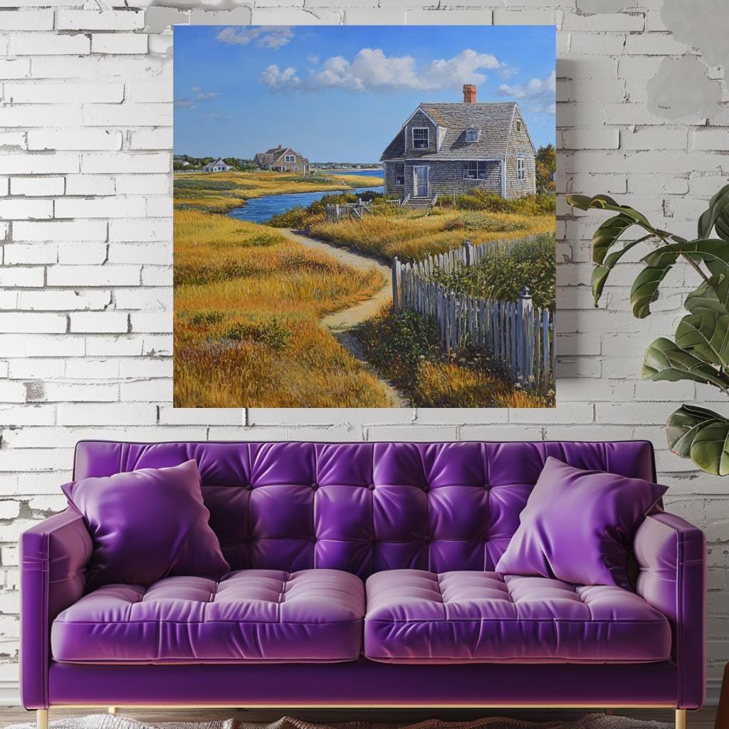 Peaceful Beach House Canvas, Coastal Wall Art, Above Bed Art, Black Framed Wall Art, Beachy Wall Art, Vintage Wall Art, Aesthetic Wall Art