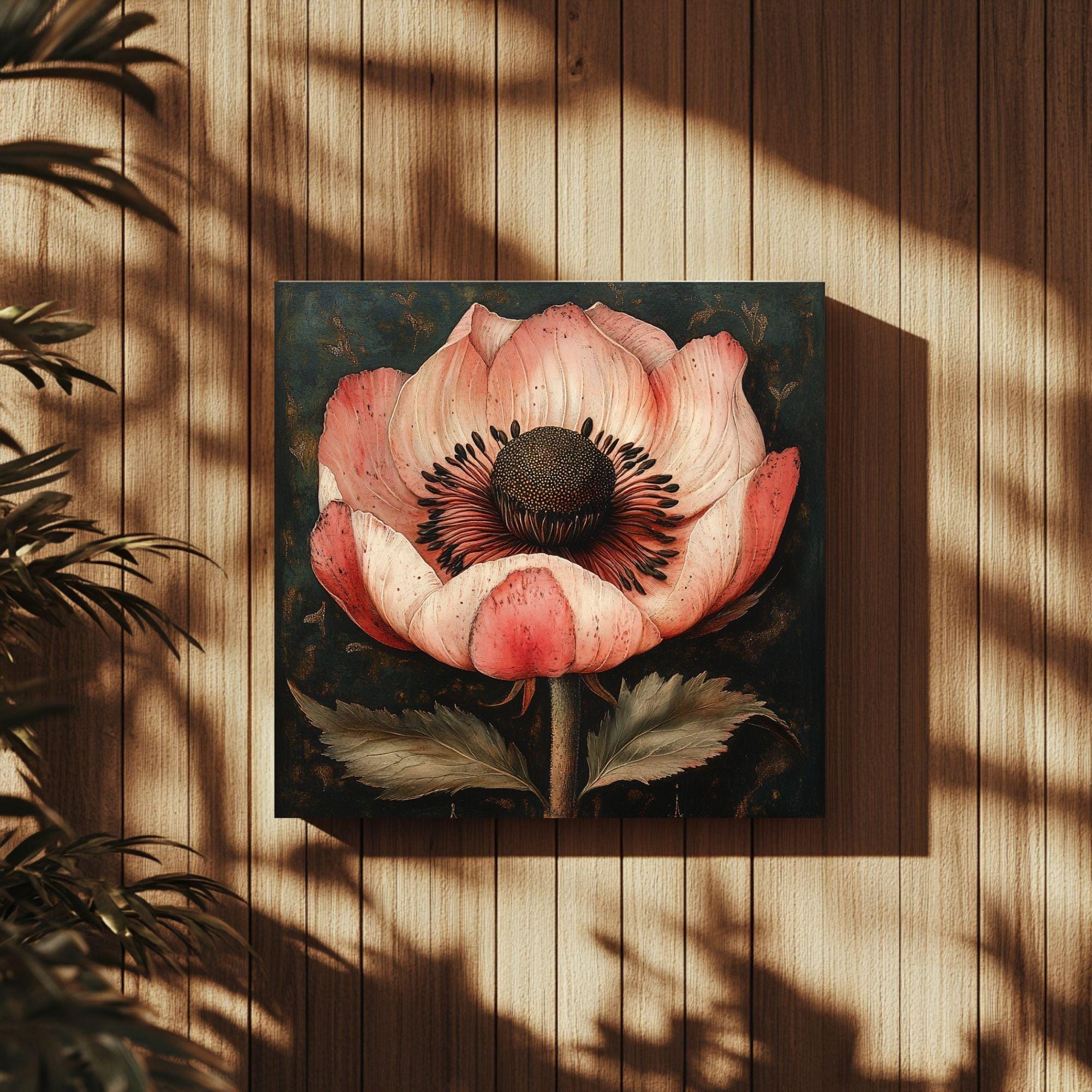Botanical Canvas Art, Vintage Botanical Horizontal Canvas Art, Rustic Nature-Inspired Artwork, Cottagecore Botanical Print