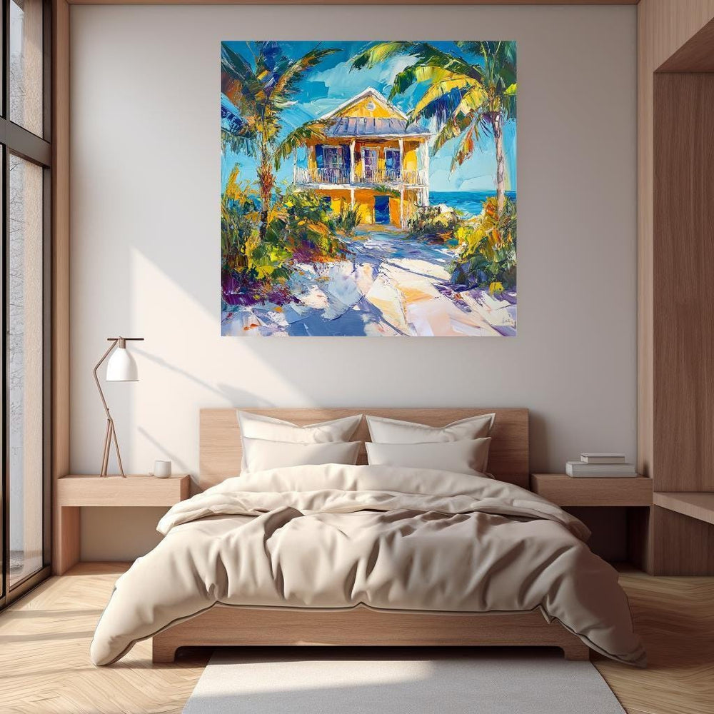 Beach House Wall Canvas, Above Bed Decor, Beach Canvas Wall Art, Botanical Wall Art, Beachy Wall Art Print, Aesthetic Wall Art Decor