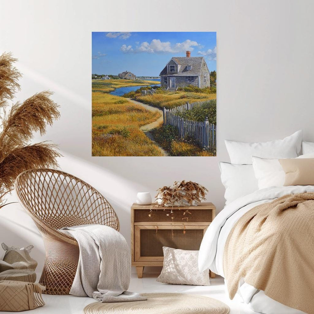 Peaceful Beach House Canvas, Coastal Wall Art, Above Bed Art, Black Framed Wall Art, Beachy Wall Art, Vintage Wall Art, Aesthetic Wall Art