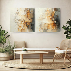 Neutral Textured Wall Art, Set of 2 Abstract Canvas Prints, Modern Neutral Artwork Set, Minimalist Textured Look Wall Art Decor
