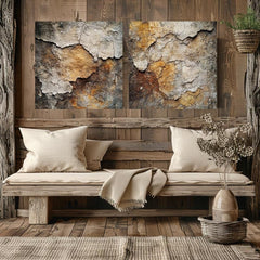 Rustic Abstract Wall Decor, Abstract Wall Art, Set of 2 Wall Art, Large Wall Art, Square Wall Art, Aesthetic Wall Art, Bedroom Decor