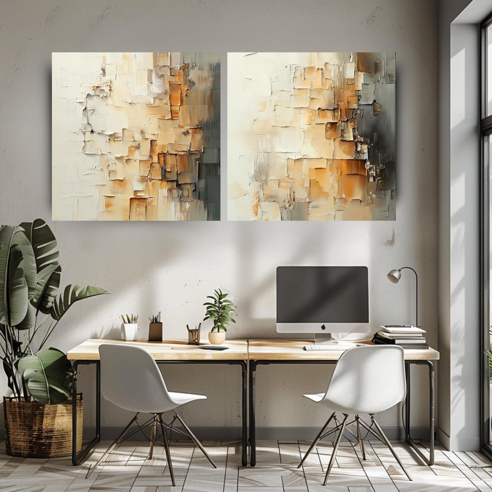 Neutral Textured Wall Art, Set of 2 Abstract Canvas Prints, Modern Neutral Artwork Set, Minimalist Textured Look Wall Art Decor