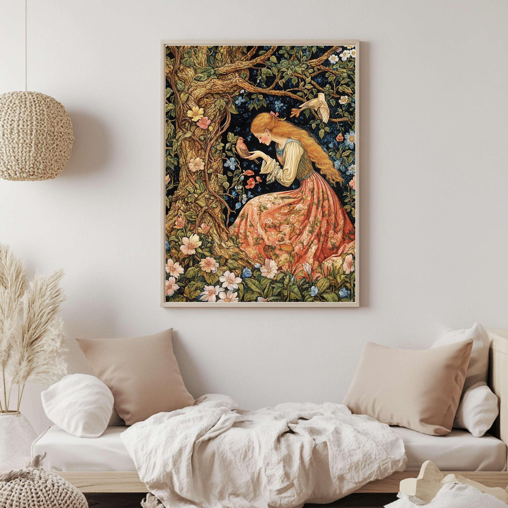 Springtime William Morris Style Wooden Framed Canvas Art, Vintage Floral Botanical Print, Nature Inspired Home Gallery, Boho Wall Décor