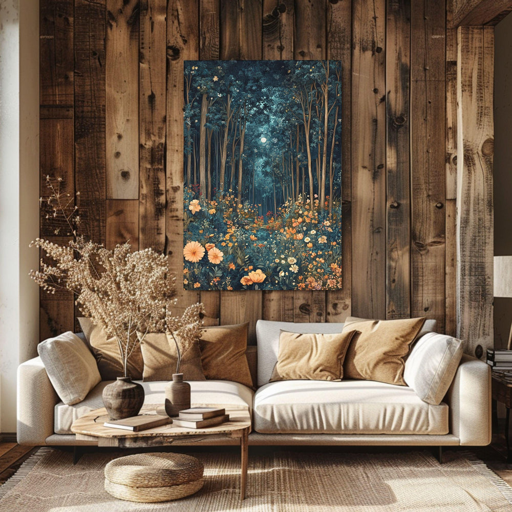 Morris Inspired Mystical Forest Canvas Art, William Morris Wall Art, Nature Lover Gift, Magical Forest Art Print, Fantasy Wall Decor
