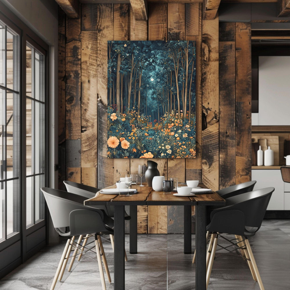 Morris Inspired Mystical Forest Canvas Art, William Morris Wall Art, Nature Lover Gift, Magical Forest Art Print, Fantasy Wall Decor