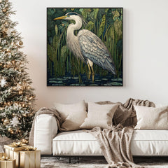 William Morris Heron Canvas Art, Vintage-Inspired Wall Décor, Arts and Crafts Movement Heron Design, Rustic Cottagecore Aesthetic Print