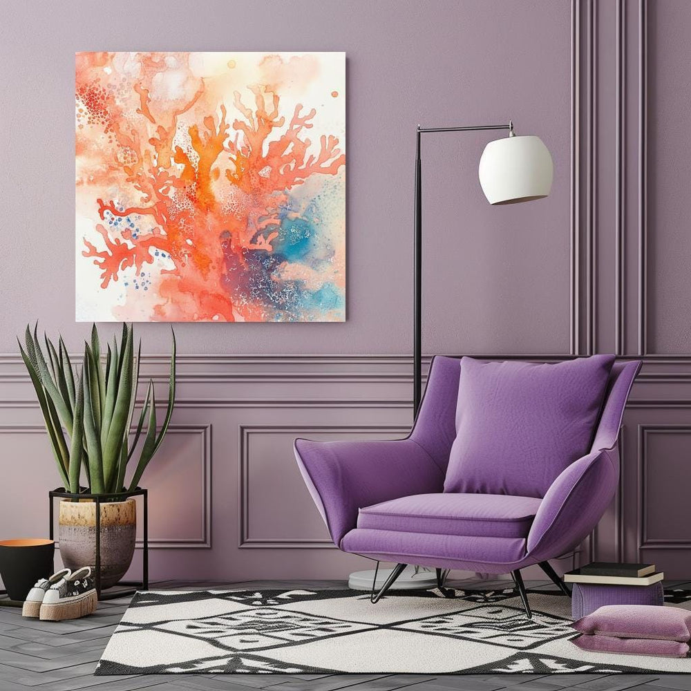 Abstract Orange Coral Reef Wall Art Canvas, Black Framed Wall Art, Large Wall Art, Coastal Wall Art, Beachy Wall Art, Coral Canvas