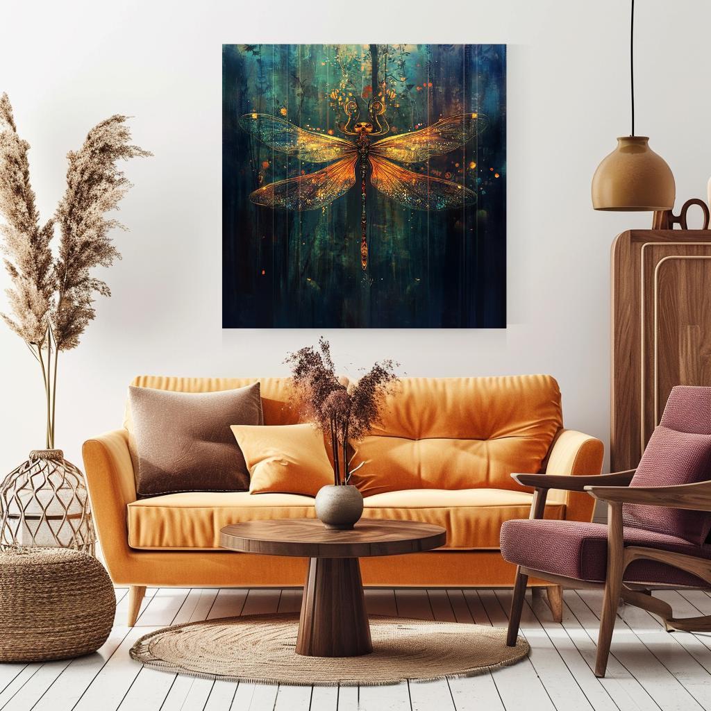 Mystical Dragonfly Wall Art, Spiritual Wall Art, Large Wall Art, Nature Wall Art, Above Bed Decor, Insect Wall Art, Mystical Wall Decor