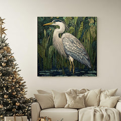 William Morris Heron Canvas Art, Vintage-Inspired Wall Décor, Arts and Crafts Movement Heron Design, Rustic Cottagecore Aesthetic Print