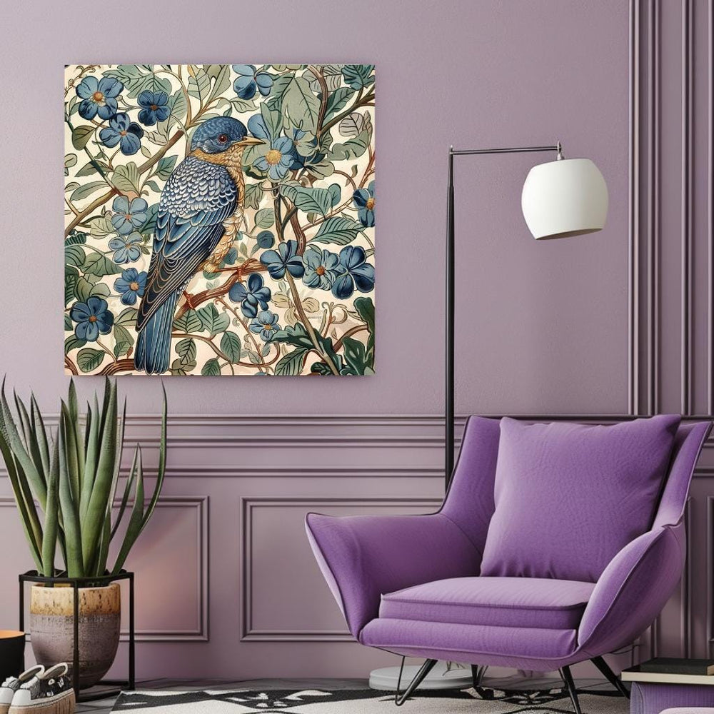 William Morris Wall Art Vintage Blue Bird, William Morris Inspired Print, Vintage Bird Home Decor, Gift for Bird Lovers