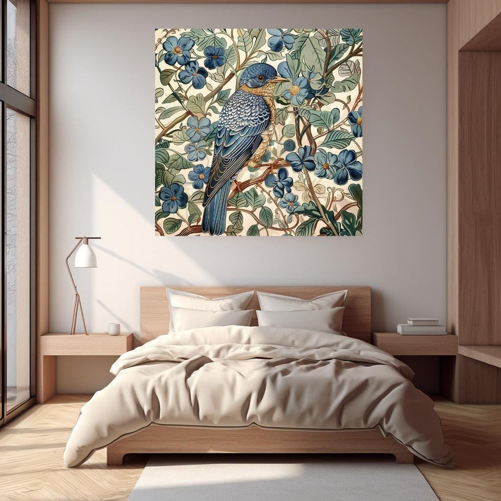 William Morris Wall Art Vintage Blue Bird, William Morris Inspired Print, Vintage Bird Home Decor, Gift for Bird Lovers