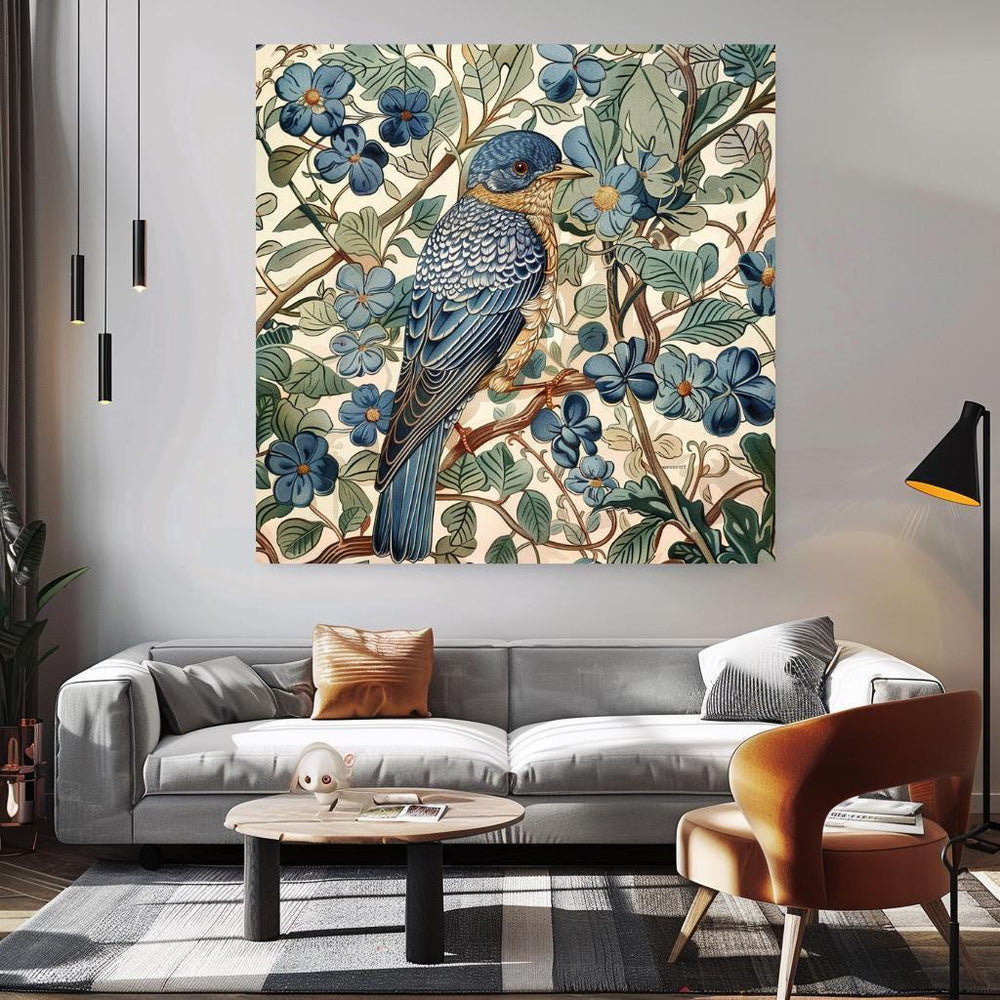 William Morris Wall Art Vintage Blue Bird, William Morris Inspired Print, Vintage Bird Home Decor, Gift for Bird Lovers